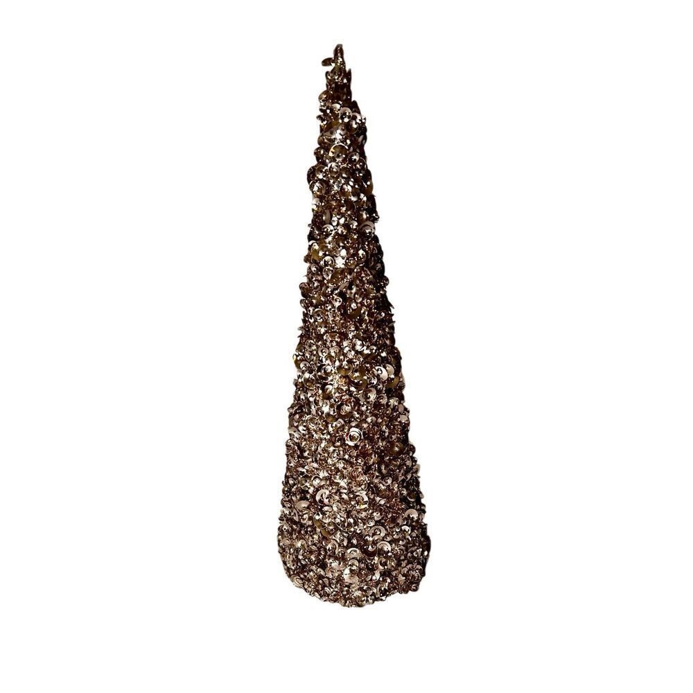 Champagne Sequined Cone Tree New With Tags 12”x4”